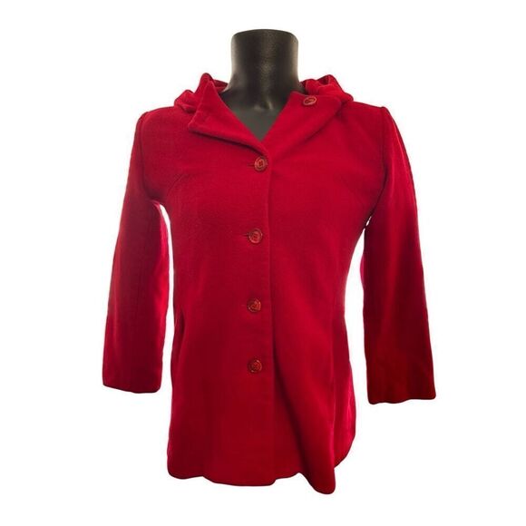 Vintage Marvin Richard’s Women’s Size L Large Hooded Pea Coat Red Made In USA - Picture 1 of 3